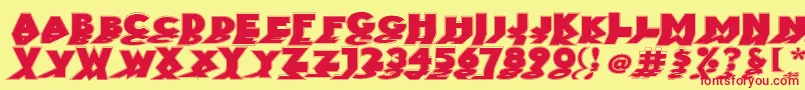 Mirrorblackoutline Font – Red Fonts on Yellow Background