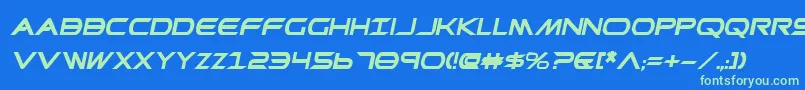 フォントPrometheanBoldItalic – 青い背景に緑のフォント