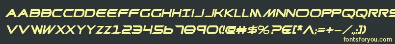 フォントPrometheanBoldItalic – 黒い背景に黄色の文字