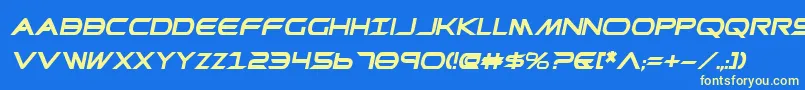 フォントPrometheanBoldItalic – 黄色の文字、青い背景