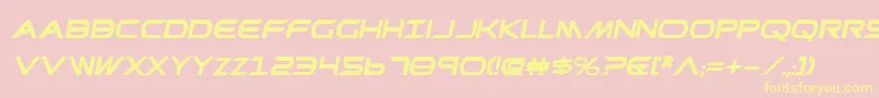 PrometheanBoldItalic-Schriftart – Gelbe Schriften auf rosa Hintergrund