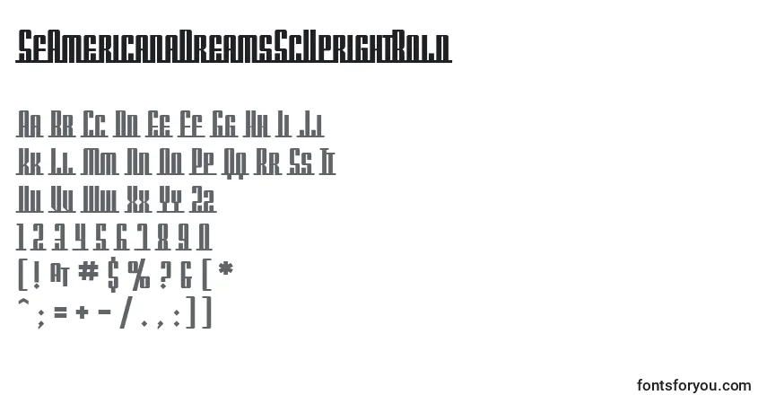 SfAmericanaDreamsScUprightBold-fontti – aakkoset, numerot, erikoismerkit