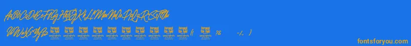 ClovvoPersonalUse Font – Orange Fonts on Blue Background