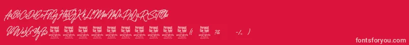 ClovvoPersonalUse-Schriftart – Rosa Schriften auf rotem Hintergrund