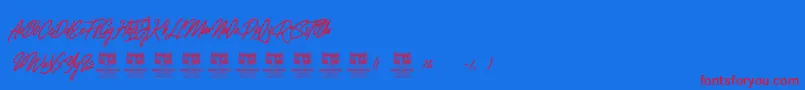 ClovvoPersonalUse-Schriftart – Rote Schriften auf blauem Hintergrund