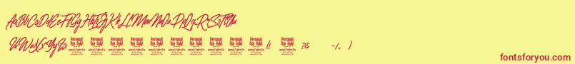 フォントClovvoPersonalUse – 赤い文字の黄色い背景