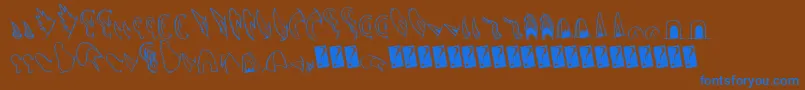 Creaturebuilderears-Schriftart – Blaue Schriften auf braunem Hintergrund