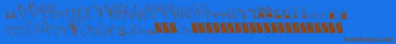 Creaturebuilderears-Schriftart – Braune Schriften auf blauem Hintergrund