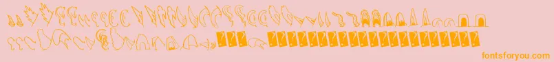 Creaturebuilderears-Schriftart – Orangefarbene Schriften auf rosa Hintergrund