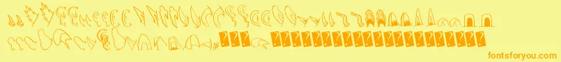 Czcionka Creaturebuilderears – pomarańczowe czcionki na żółtym tle