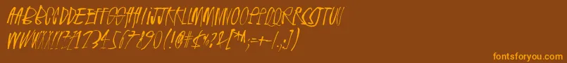 Rhinoceros-Schriftart – Orangefarbene Schriften auf braunem Hintergrund