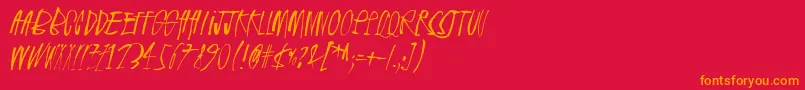 Rhinoceros-Schriftart – Orangefarbene Schriften auf rotem Hintergrund