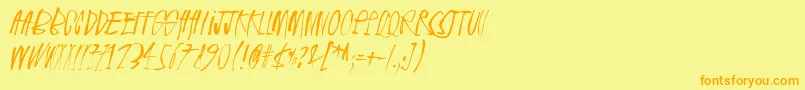 Rhinoceros-Schriftart – Orangefarbene Schriften auf gelbem Hintergrund