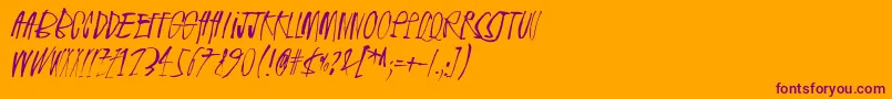 Rhinoceros-Schriftart – Violette Schriften auf orangefarbenem Hintergrund