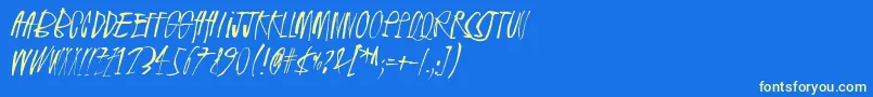 Rhinoceros-Schriftart – Gelbe Schriften auf blauem Hintergrund