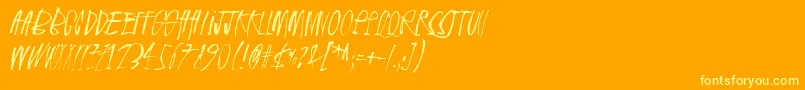 Rhinoceros-Schriftart – Gelbe Schriften auf orangefarbenem Hintergrund