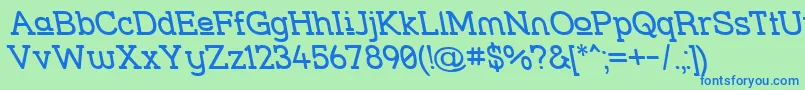 フォントStrslupr – 青い文字は緑の背景です。