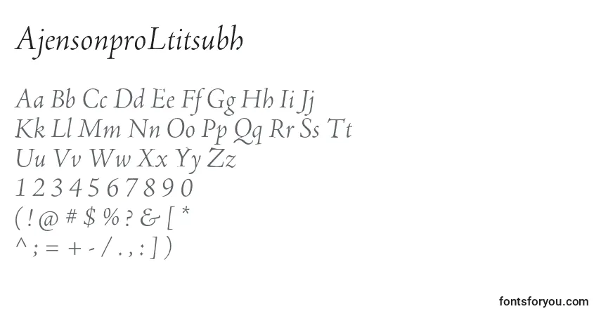 A fonte AjensonproLtitsubh – alfabeto, números, caracteres especiais