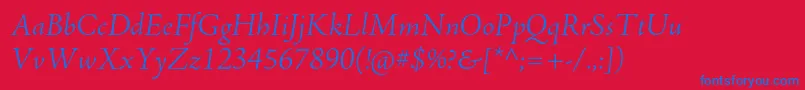 AjensonproLtitsubh Font – Blue Fonts on Red Background