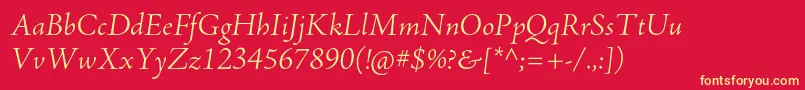 AjensonproLtitsubh Font – Yellow Fonts on Red Background