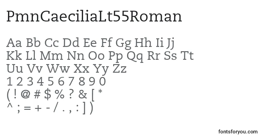 PmnCaeciliaLt55Roman-fontti – aakkoset, numerot, erikoismerkit