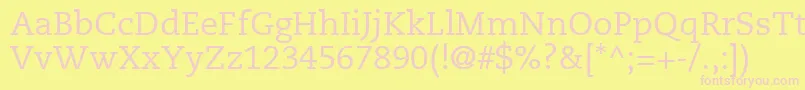 PmnCaeciliaLt55Roman-fontti – vaaleanpunaiset fontit keltaisella taustalla