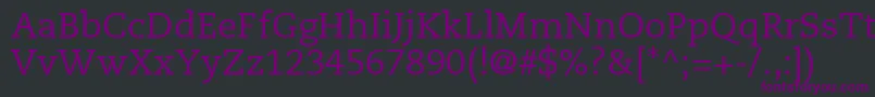 フォントPmnCaeciliaLt55Roman – 黒い背景に紫のフォント