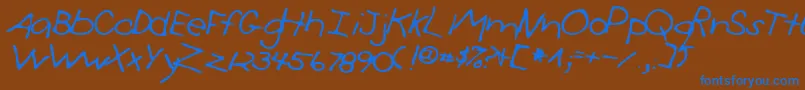 フォントSimon – 茶色の背景に青い文字