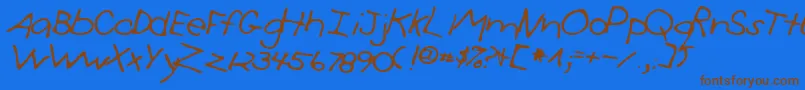 Simon-Schriftart – Braune Schriften auf blauem Hintergrund
