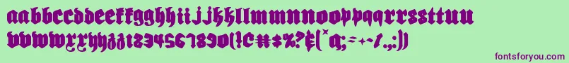 Biergarten-Schriftart – Violette Schriften auf grünem Hintergrund
