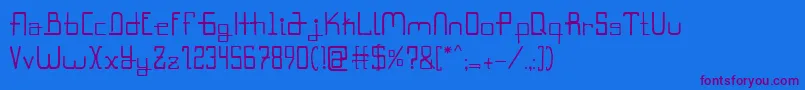 フォントRokyodil – 紫色のフォント、青い背景