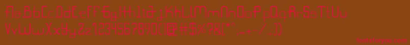 フォントRokyodil – 赤い文字が茶色の背景にあります。