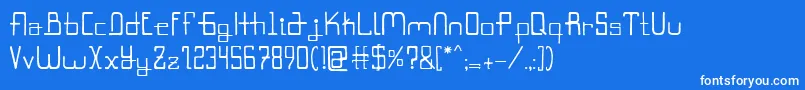 フォントRokyodil – 青い背景に白い文字