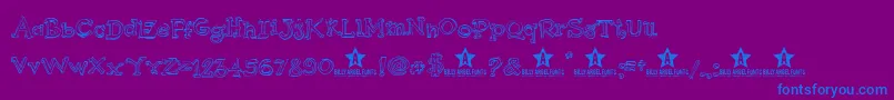 Pijamas-Schriftart – Blaue Schriften auf violettem Hintergrund