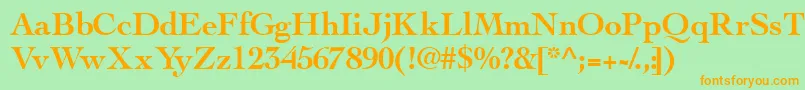 フォントThesissskBold – オレンジの文字が緑の背景にあります。