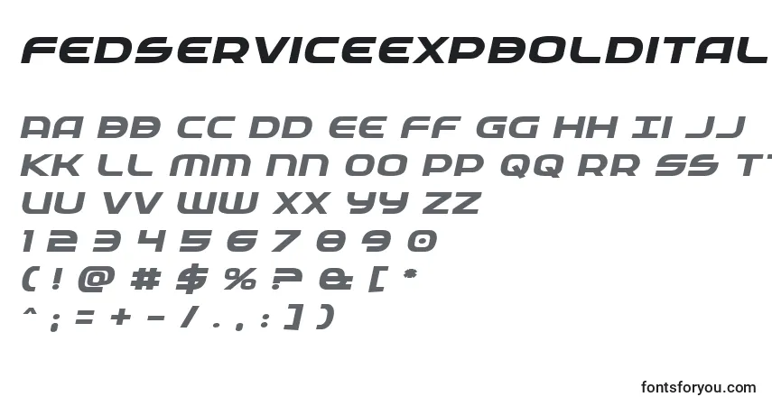 A fonte Fedserviceexpboldital – alfabeto, números, caracteres especiais