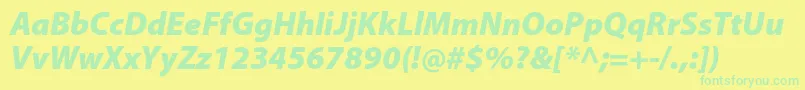 MyriadproBlackit Font – Green Fonts on Yellow Background
