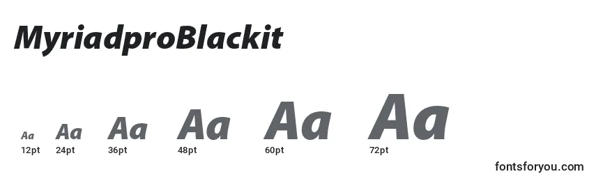 MyriadproBlackit Font Sizes