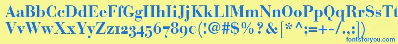 BodoniRecutOldstyleSsiBold-Schriftart – Blaue Schriften auf gelbem Hintergrund