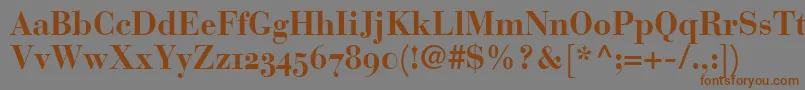 フォントBodoniRecutOldstyleSsiBold – 茶色の文字が灰色の背景にあります。