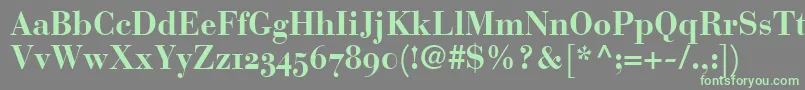 フォントBodoniRecutOldstyleSsiBold – 灰色の背景に緑のフォント