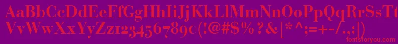 フォントBodoniRecutOldstyleSsiBold – 紫の背景に赤い文字