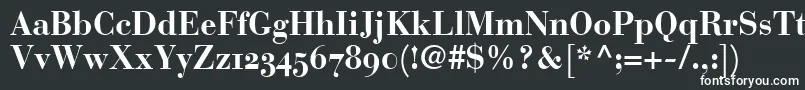 BodoniRecutOldstyleSsiBold-fontti – valkoiset fontit mustalla taustalla