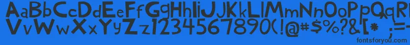 WoodyNormal Font – Black Fonts on Blue Background