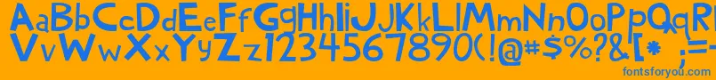 フォントWoodyNormal – オレンジの背景に青い文字