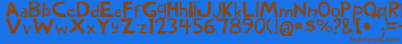 WoodyNormal Font – Brown Fonts on Blue Background