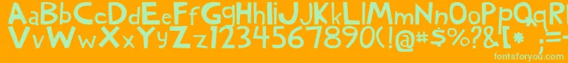 WoodyNormal Font – Green Fonts on Orange Background