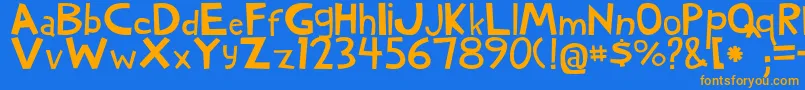 WoodyNormal Font – Orange Fonts on Blue Background