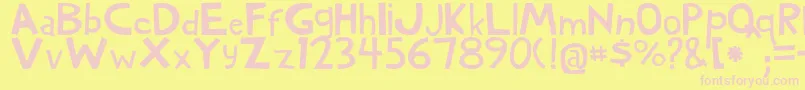 WoodyNormal Font – Pink Fonts on Yellow Background