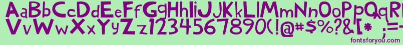 WoodyNormal Font – Purple Fonts on Green Background